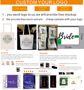 Bolsa de Mano Personalizada con Logotipo, Color Beige Natural, Duradera, de Gran Capacidad, de Lona de Algodón, Plegable, con Bolsillo - Product Image 3