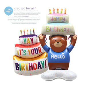 Globo Gigante 4D Estéreo de Oso de Pie con Pastel - Adorno de Bienvenida para Fiesta de Cumpleaños, Atrezzo para Fondo de Fotos, Venta al por Mayor - Product Image 1