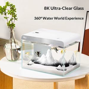 Aquarium rectangulaire intelligent personnalisable, écologique, en verre ultra-blanc, petit aquarium avec lumière LED et filtre pour bureau - Product Image 2