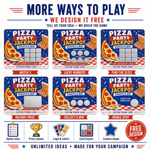 Cartes à gratter personnalisées pour pizzas avec impression de données variables sécurisées, coupons de jackpot pour promotions à emporter et récompenses de fidélité client - Product Image 3