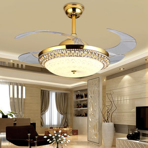 Plafonnier LED avec hélices invisibles de 36 w, <span class=keywords><strong>ventilateur</strong></span>-hélice, luminaire de plafond, idéal pour la cuisine, la salle à manger et le salon, couleur or - Product Image 2