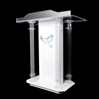 Pupitre en Acrylique Transparent Éclairé par LED, Chaire, Estrade, Podium d'Église, Comptoir de Réception