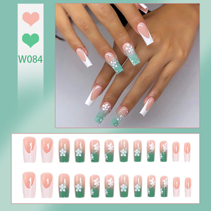 Faux ongles de luxe en gros, longs, en forme d'amande, à presser, motifs capsules roses français personnalisés, différentes tailles, étiquette privée - Product Image 1