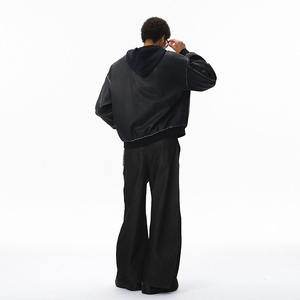 في المخزون جاهزة للشحن ملابس الشارع بالجملة ODM فارغة Boxy جلد مغسول سترة بغطاء رأس مع تصميم خليط بالأسى - Product Image 5