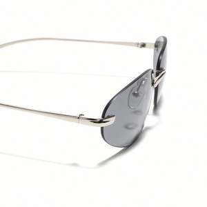 Lunettes de soleil œil-de-chat sans monture en alliage, personnalisables avec logo, nouvelle collection 2025, protection UV400, style Y2K, pour femmes et hommes - Product Image 3