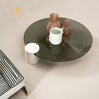 Ensemble de tables basses en marbre de luxe moderne italien, table centrale simple pour salon, mobilier de villa convertible pour appartement