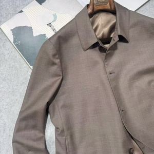 Chaqueta Ligera de Lana con Cuello Alto para <span class=keywords><strong>Hombre</strong></span> Z E G a N - Estilo Casual de Negocios Color Taupe Venta al Por Mayor Personalizada - Product Image 3