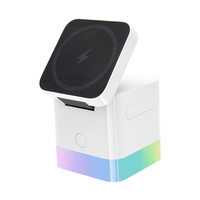 Chargeur sans fil magnétique 3 en 1 avec lampe de nuit, portable, de bureau, 15W, entrée Type-C, charge rapide pour téléphone, montre, écouteurs