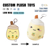 Mascotte en peluche professionnelle personnalisée de 12 cm en forme de thé au lait, avec rembourrage sûr, jouet en peluche personnalisé, cadeau promotionnel, adorable porte-clés en peluche personnalisé