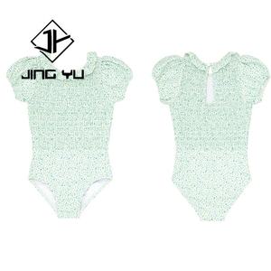 Maillot de bain pour filles, enfants, personnalisé, en mélange de polyester recyclé, écologique, plissé, une pièce, maillot de bain pour enfant - Product Image 1