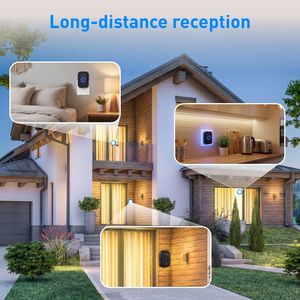 Sonnette sans fil Daytech IP55, bouton étanche auto-alimenté, portée du signal <span class=keywords><strong>de</strong></span> 500 pieds, réglage du volume sur 5 niveaux, 60 sonneries - Product Image 4