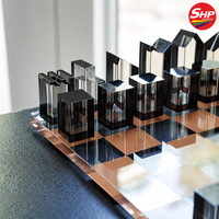 Échiquier de luxe en acrylique SHP, transparent et givré, avec des pions à finition miroir, pour salon, bureau, cadeau