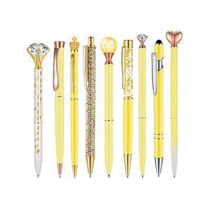 Stylo à bille en métal personnalisé avec perle couronne, gros diamant et cristaux scintillants pour mariage - Product Image 2
