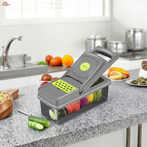 Mandoline à légumes manuelle intelligente 16-en-1 en plastique, presse-ail, hachoir à légumes, coupe-légumes, trancheuse à salade facile - Product Image 3