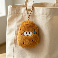Porte-clés en peluche Patate Mignonne Kawaii, Pendentif en peluche marron moelleux, Breloque de sac à dos, Décoration amusante pour enfants, Cadeau en nylon