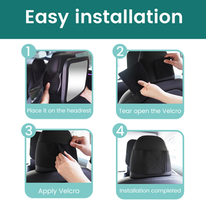 Miroir de voiture portable contemporain orientable à 360° avec cadre ABS et fixation sur appuie-tête, en acrylique, orienté <span class=keywords><strong>vers</strong></span> l'arrière pour bébé - Product Image 4
