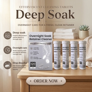 Comprimés effervescents pour le nettoyage de la plaque <span class=keywords><strong>dentaire</strong></span>, élimination des taches et de la plaque pour appareils buccaux, nettoyage en profondeur - Product Image 1