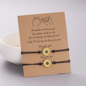 G310 joyería de dos piezas pulseras al por mayor girasol corazón cuerda de la suerte hecha a mano hacer un deseo Tarjeta de papel pulsera de amistad - Product Image 4