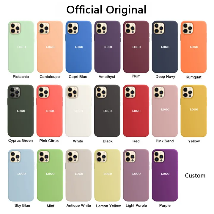 Funda de silicona líquida para teléfono móvil, carcasa oficial con logotipo para iPhone X, XR, XS, 11, 12, 13, 14 Plus, Mini Pro Max