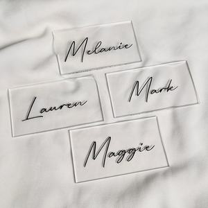 Cartes de place en acrylique clair chaud carte de <span class=keywords><strong>lieu</strong></span> d'invité de mariage décor de mariage cartes de place et numéros de Table pour la réception de mariage - Product Image 1