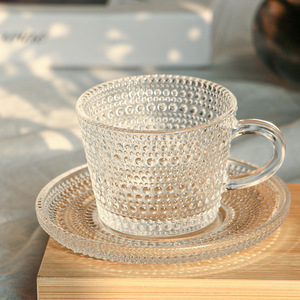 ชุดแก้วชาลายนูนแนวตั้ง 6 ใบ พร้อมจานรอง 6 ใบ สำหรับกาแฟ ชาดำ แก้วน้ำแบบนำเข้า - Product Image 3