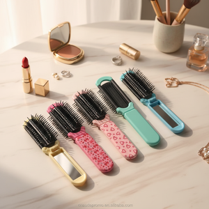 Ensemble peigne et brosse à cheveux pliables jetables en plastique recyclable <span class=keywords><strong>5</strong></span> <span class=keywords><strong>étoiles</strong></span> avec miroir et dents en caoutchouc pour le voyage - Product Image 4