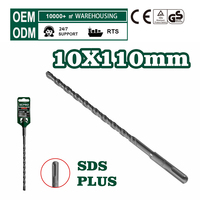 Jeu de forets SDS pour marteau perforateur, tige SDS-Plus, double rainure, pour béton et maçonnerie, en acier à haute teneur en carbone, pointe Bull Point, 10x110mm, pour perceuse à percussion