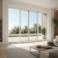 Porte coulissante moderne en aluminium large, double vitrage, verre trempé, isolation phonique, écran personnalisé pour balcon, terrasse, vue sur le jardin
