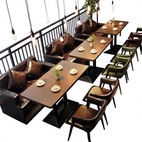 Ensemble de meubles de restaurant vintage en PU, table et chaises pour restaurant, bar, salon de thé, snack-bars, ensemble personnalisable pour 4 personnes