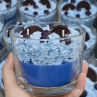 Vela Aromática de Arándanos con 3 Mechas de Cera de Soja, Vela de Postre para Decoración del Hogar, Recuerdo de Boda, Fiesta, Boutique, Regalo de Cumpleaños