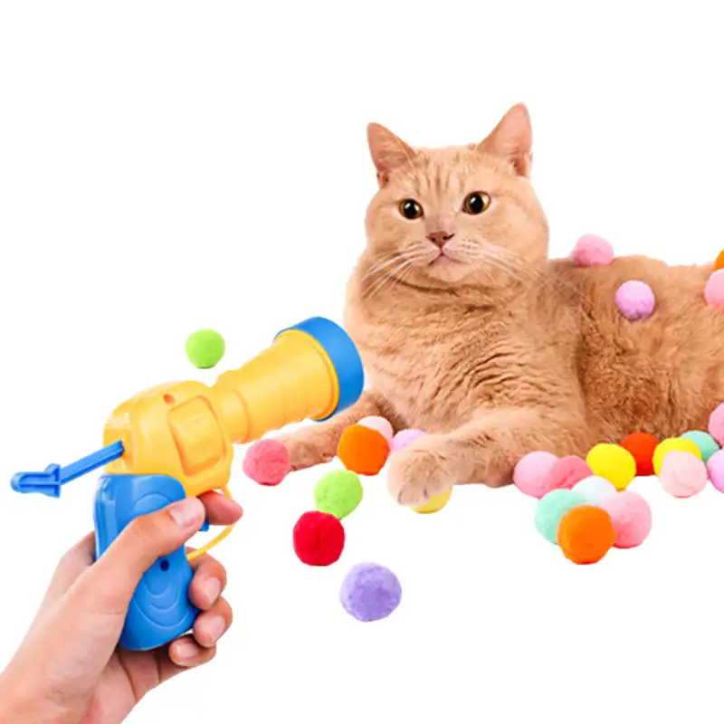 2024 nuevo lanzador de bolas de gato interactivo silencioso juguetes de bolas de gato elástico de felpa para gatos de interior juguetes de gatito