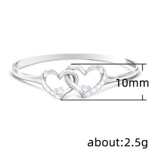 Anello Geometrico a Doppio Cuore per Donne, Gioiello Elegante in Rame con Zirconi, Minimalista per Uso Quotidiano - Product Image 2
