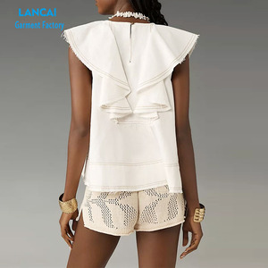 Tops de moda personalizados para mujeres elegantes sin mangas, camisa de encaje para mujeres, tops de otoño, camisas - Product Image 2