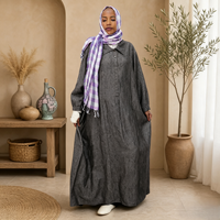 Robe longue ample en lin crêpe marron, col chemise, demi-boutonnage, couleur unie, style abaya modeste, pour femmes musulmanes, usage quotidien, OEM, simple