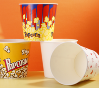 Seau alimentaire en papier écologique à paroi simple avec logo personnalisé, 64oz 85oz, pour poulet frit KFC et frites, avec couvercle