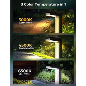 Lampes solaires de jardin Coxseni, lot de 8, 3 modes de couleur, éclairage paysager LED extérieur avec lumière blanche chaude, froide et du jour, allumage et extinction automatiques - Product Image 4