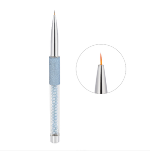Pinceau à ongles professionnel avec manche décoré de perles bleues, logo personnalisé, pour la peinture au gel et la manucure - Product Image 5