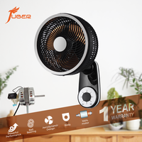 Ventilateur mural oscillant noir et blanc avec commande mécanique, ventilateur mural compact pour la maison, la chambre à coucher et le salon