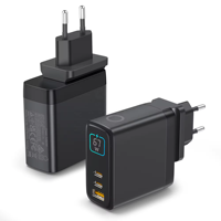 Chargeur rapide GaN 67W HNT ODM/OEM avec affichage numérique LED, PD & QC 3 ports Type C+USB, adaptateur mural pour iPhones