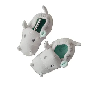 Automne et hiver nouveau dessin animé hippopotame enfants maison pantoufles antidérapant chaud intérieur maison coton chaussures