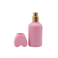 Flacon de parfum en verre rose en forme de cœur de luxe - 30 ml/50 ml/100 ml, vide, rechargeable, avec vaporisateur, coffret cadeau haut de gamme, impression personnalisée