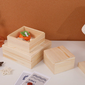 Caja de Madera Maciza Cuadrada de Pino Apilable para Regalos, Manualidades, Recuerdos de Boda, Dulces y Embalaje - Product Image 1