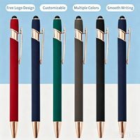 Stylo à bille de haute qualité DingHong promotionnel en or rose 2 en 1 avec écran tactile pour aluminium, caoutchouc souple, usage au bureau et à l'école, logo personnalisé
