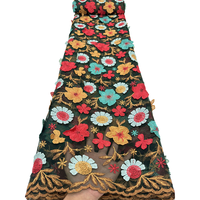 NI.AI Tissu en dentelle double filet 3D de luxe avec appliques, collection de tissus brodés 2026, dentelle de haute qualité pour robe de mariée