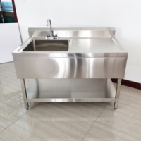 Fabrieksmatig vervaardigde restaurantkeuken industriële roestvrijstalen 201/304 zelfreinigende modulaire uitbreidbare handwasbak
