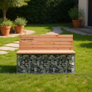 Banco de Jardín de Madera de Abeto Douglas con Estructura de Acero Galvanizado, Muebles Rústicos para Patio Exterior, 2 Plazas, Diseño Moderno - Product Image 2