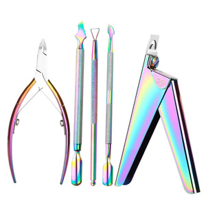 Juego de manicura de acero inoxidable con revestimiento de titanio, cortaúñas, empujador de cutículas, herramientas para uso doméstico, duradero para adultos - Product Image 5