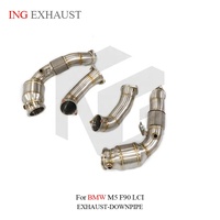 ING pour BMW M5 F90 LCI OPF - Downpipe d'échappement avant en acier inoxydable sans bouclier thermique - Pièces de performance automobile à haut débit