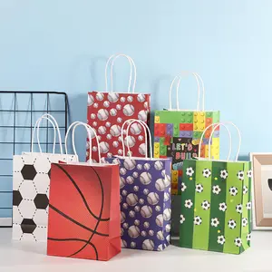 Sports Party Favor Gift Bags Football Party Goodie Bag with Handles Sport Birthday Party Supplies Decorations