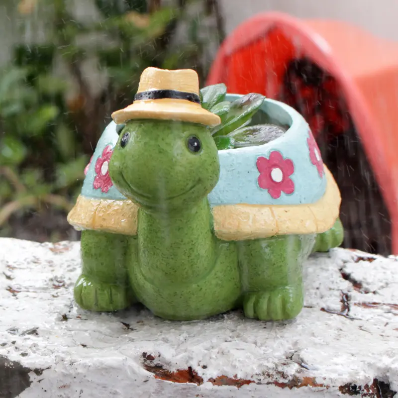 Estatuas de jardín decoración figuritas de animales al aire libre Micro adornos de paisaje escultura artesanal de tortuga de resina